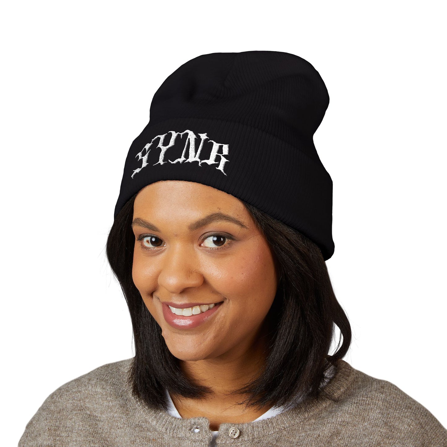 Goth Hat - SYNR Cuffed Embroidered Beanie Cap