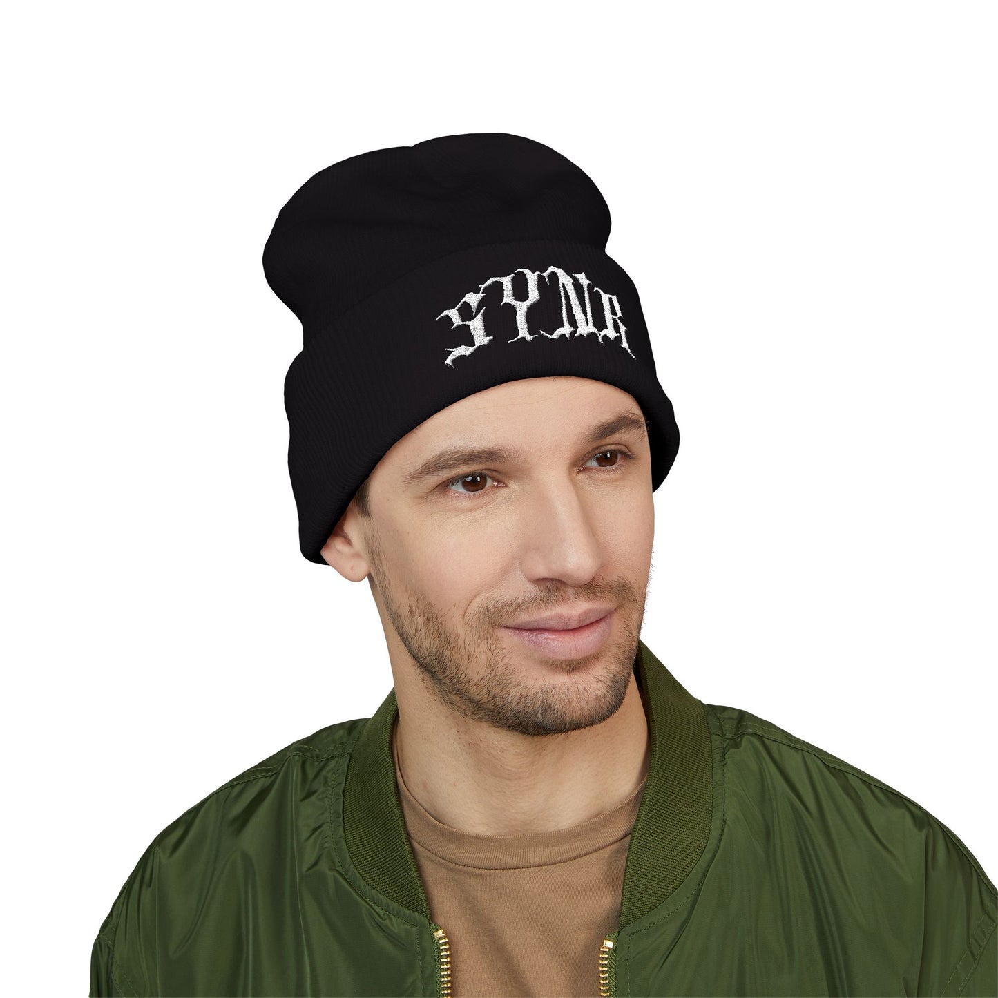 Goth Hat - SYNR Cuffed Embroidered Beanie Cap