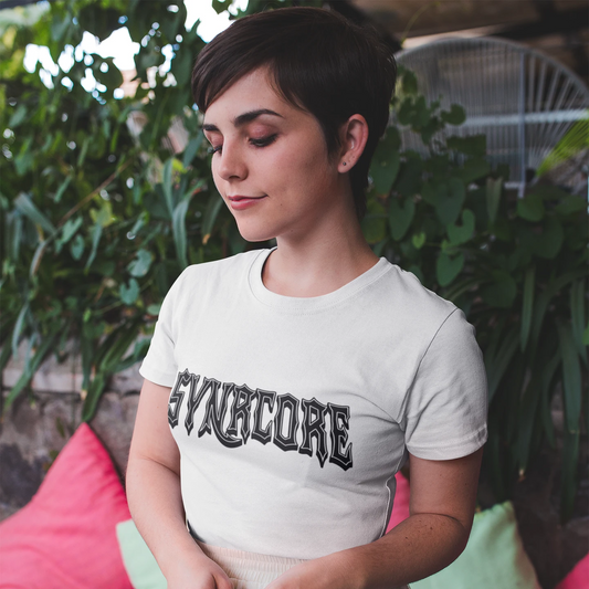 Hell King Goth Wholesale Tee Shirts Bulk T-shirt, front view on female model