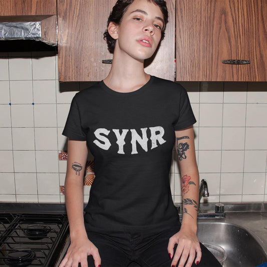 Rebellion Goth Wholesale Tee Shirts Bulk T-shirt, front view on female model