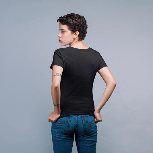 Sacred Mecha Cyberpunk Wholesale Tee Shirts Bulk T-shirt, back view on female model