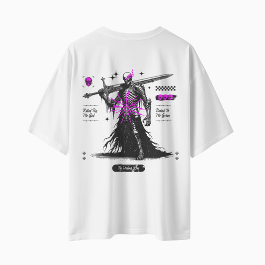 The Undead King goth tshirt oversized tshirt, back view on white background