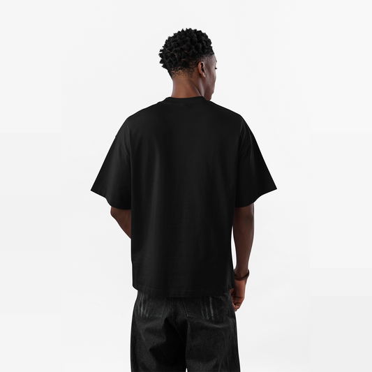 Timeless goth tshirt oversized tshirt, back view on male model
