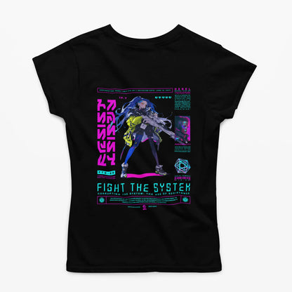 Fight the System Cyberpunk Wholesale Tee Shirts Bulk T-shirt, back view on white background