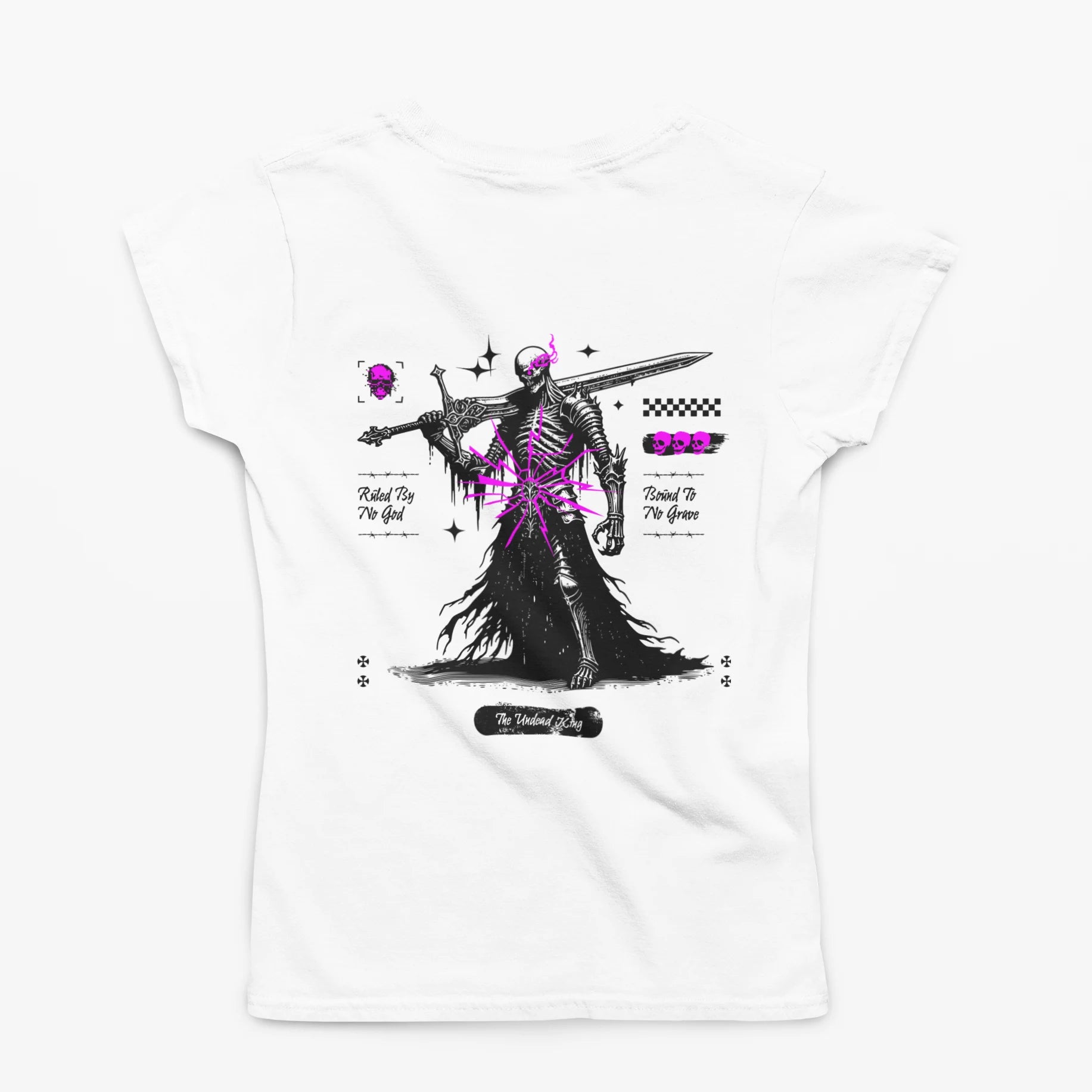 The Undead King Goth Wholesale Tee Shirts Bulk T-shirt, back view on white background