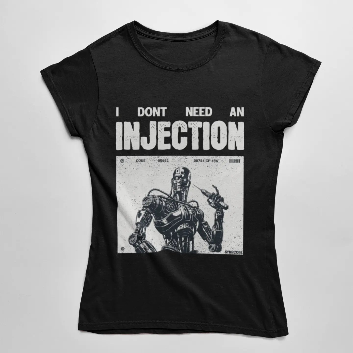 No Injection Cyberpunk Wholesale Tee Shirts Bulk T-shirt, front view on white background