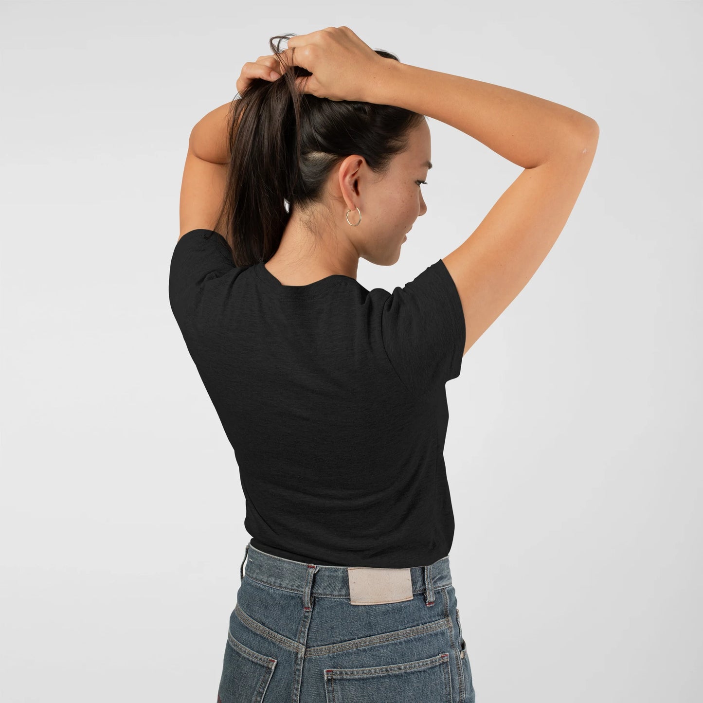 No Injection Cyberpunk Wholesale Tee Shirts Bulk T-shirt, back view on female model