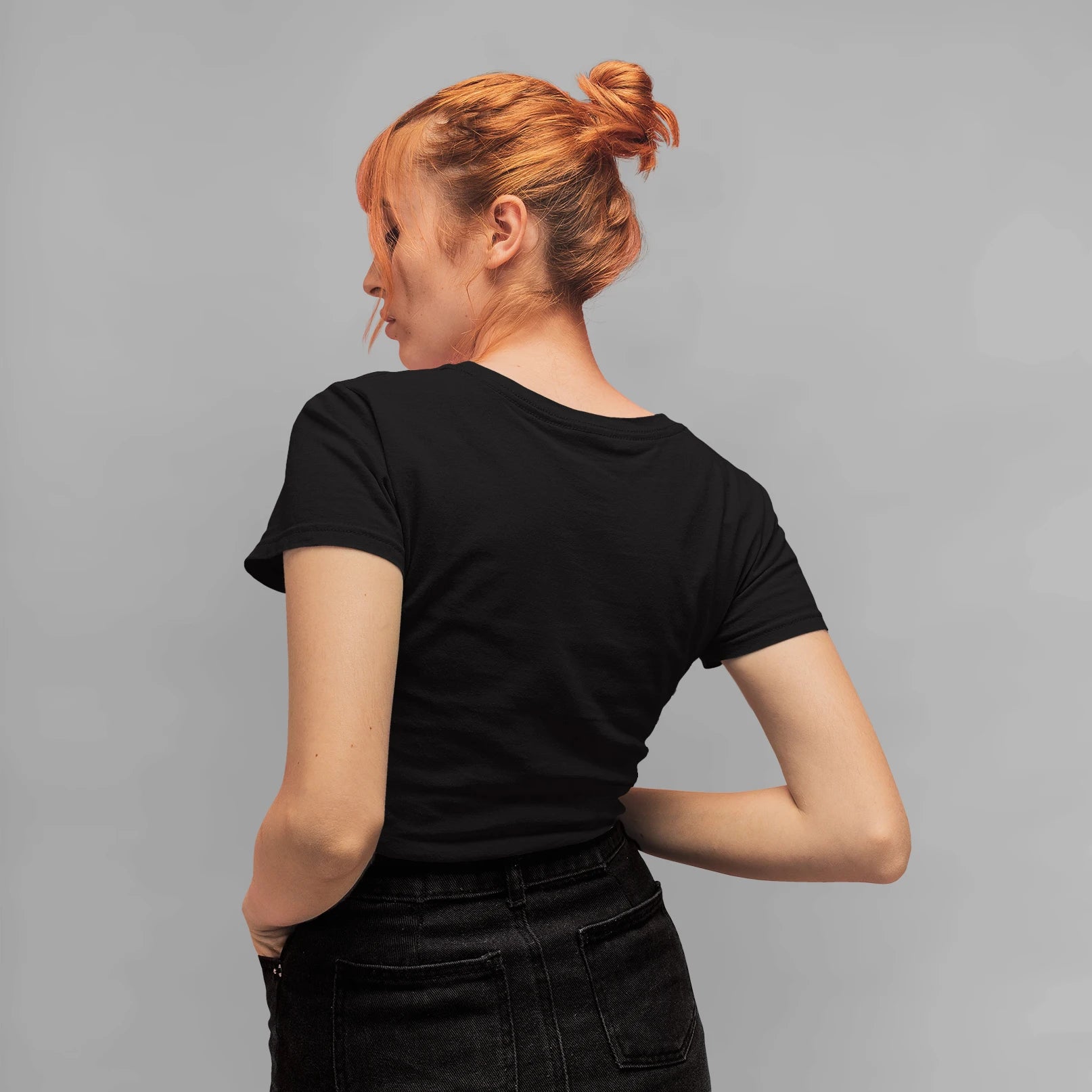 Timeless Goth Wholesale Tee Shirts Bulk T-shirt, back view on female model
