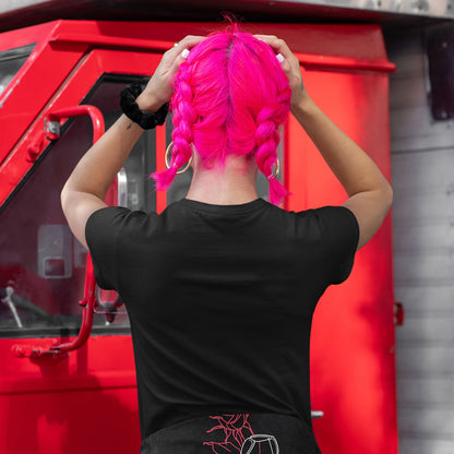 Cyber Goth Wholesale Tee Shirts Bulk T-shirt, back view on female model